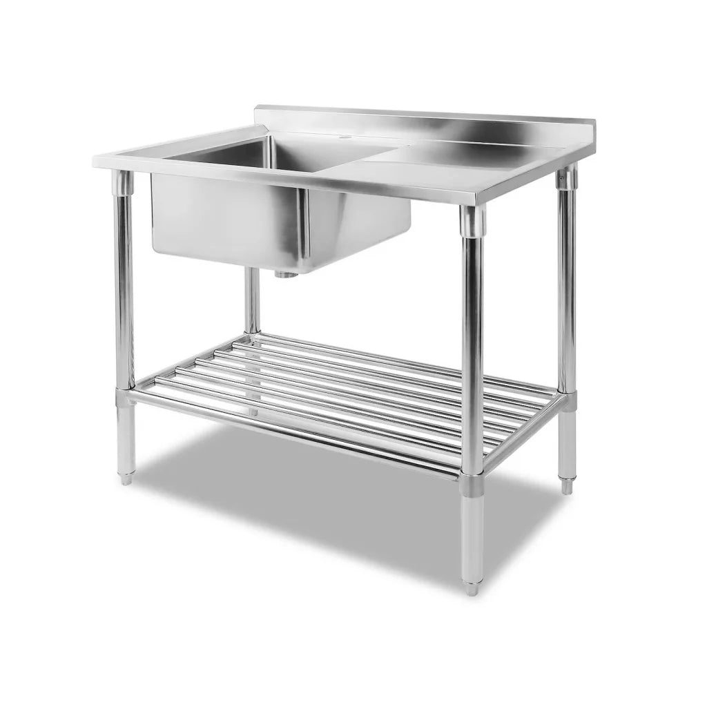 Commercial Stainless Steel Sink Bench 100x60cm - Cefito