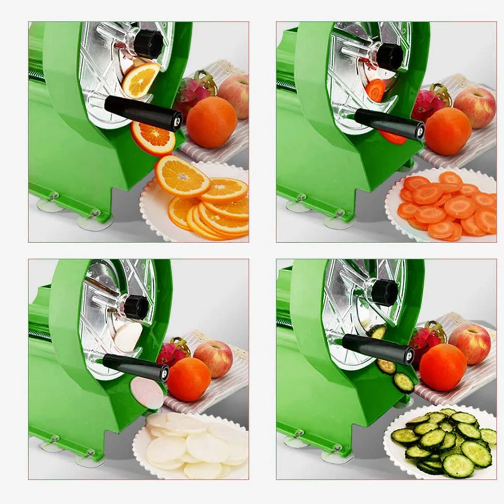 Commercial Vegetable Slicer Premium Manual Fruit Kitchen Cutter Machine - Green