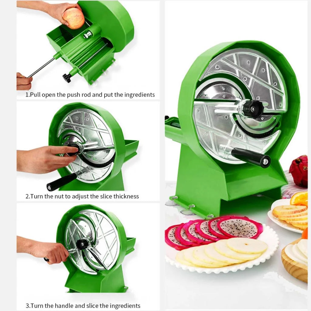 Commercial Vegetable Slicer Set Premium 2X Manual Fruit Kitchen Cutter Machine - Green