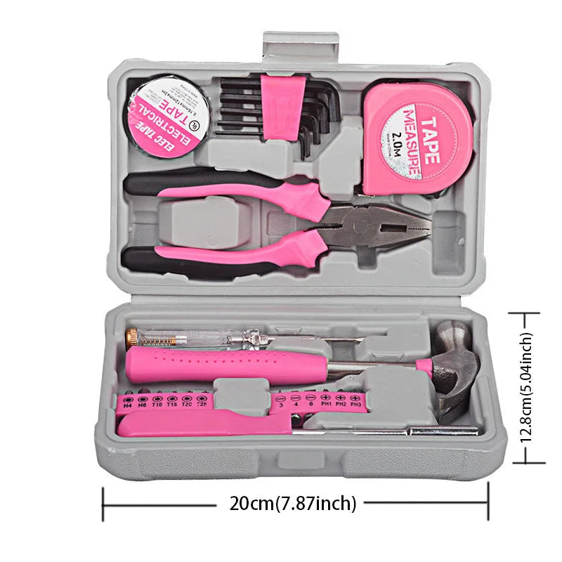 Compact 24-Piece Pink Tool Kit - Essential Household DIY