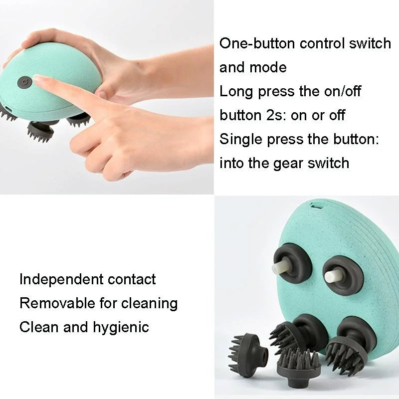 Compact Electric Head Massager Fits All Hair Types - Blue