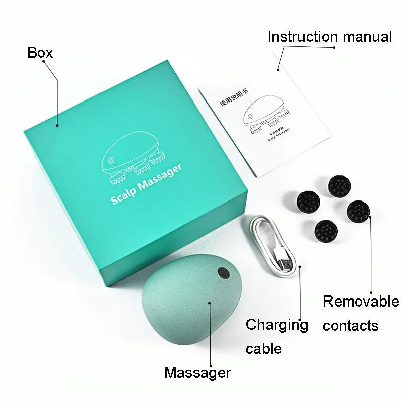 Compact Electric Head Massager Fits All Hair Types - Blue