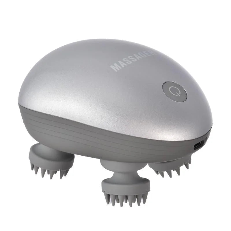 Compact Electric Head Massager Fits All Hair Types - Silver