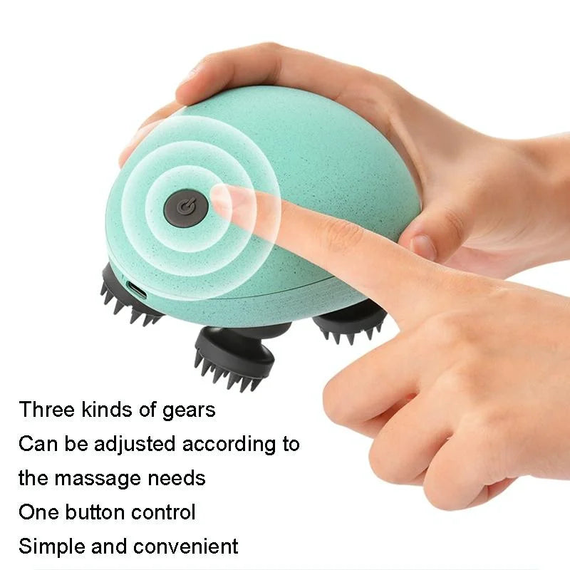 Compact Electric Head Massager Fits All Hair Types - Silver