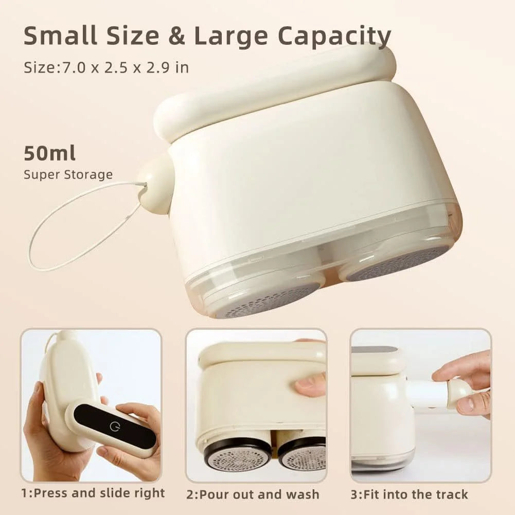 Compact Electric Lint Remover with LED Display & Dual Head