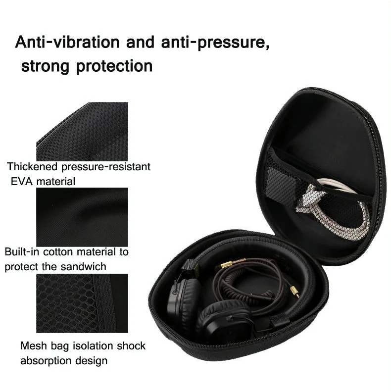 Compact Headphone Storage Bag - Black-1915198099429658626
