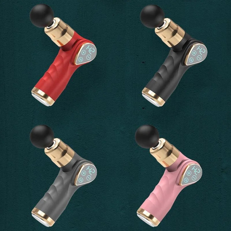 Compact Lcd Muscle Massager With Mini Fascia Gun - Pink