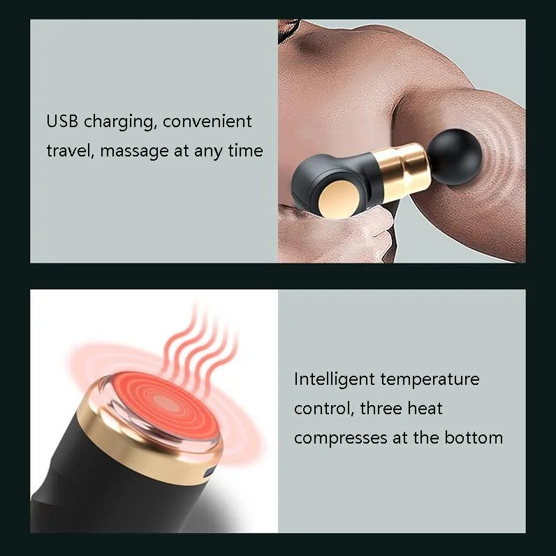 Compact Lcd Muscle Massager With Mini Fascia Gun - Red