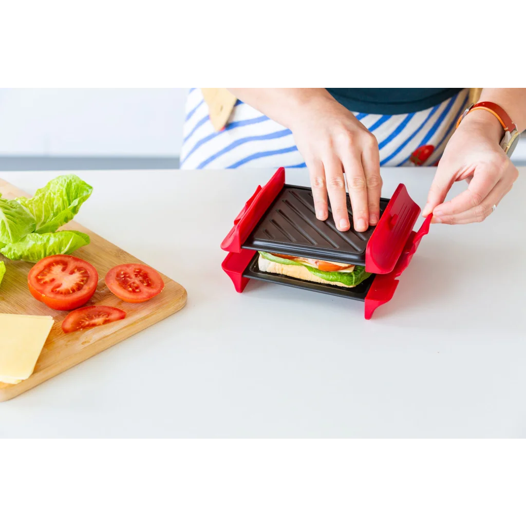 Compact Microwave Sandwich Maker Non-Stick Grill Plates