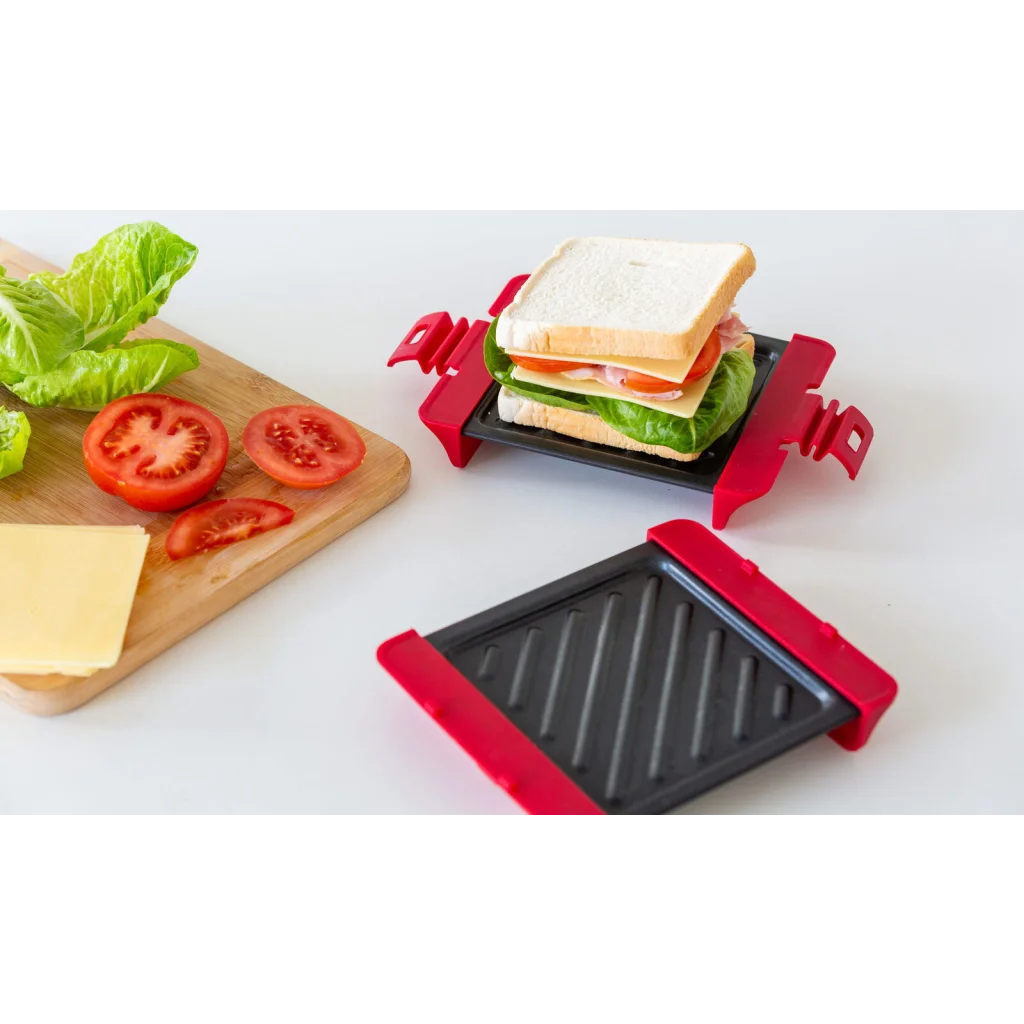 Compact Microwave Sandwich Maker Non-Stick Grill Plates