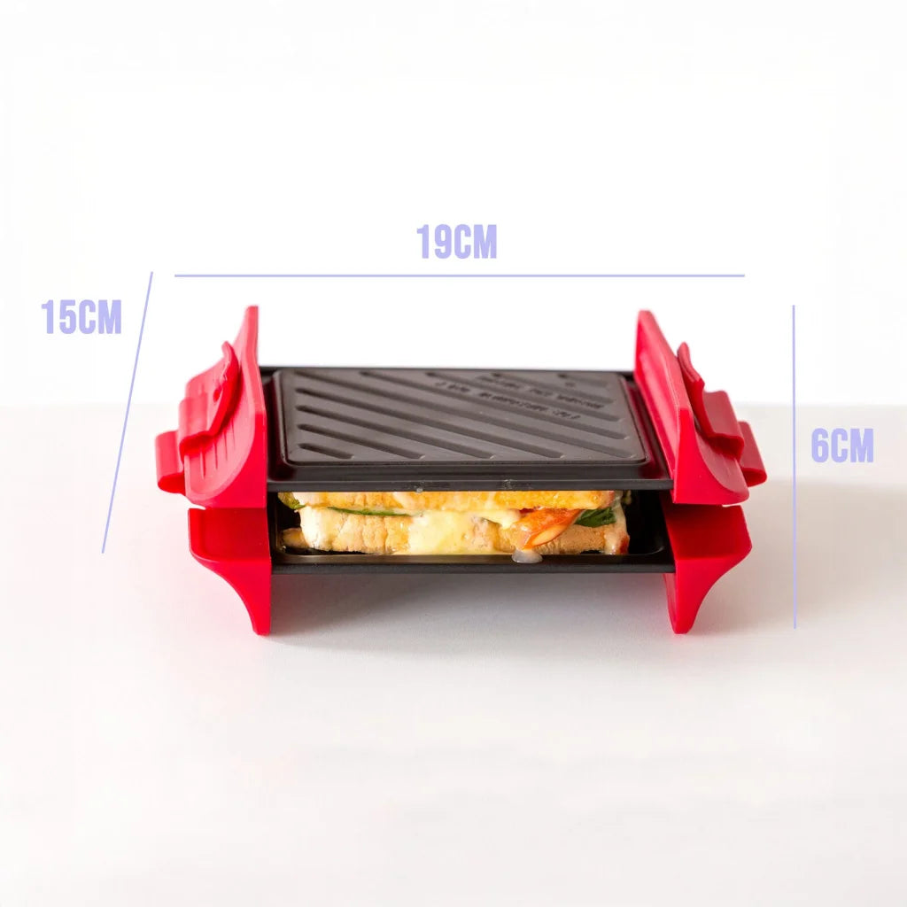 Compact Microwave Sandwich Maker Non-Stick Grill Plates