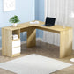Oak 136cm desk with computer drawer cabinet l