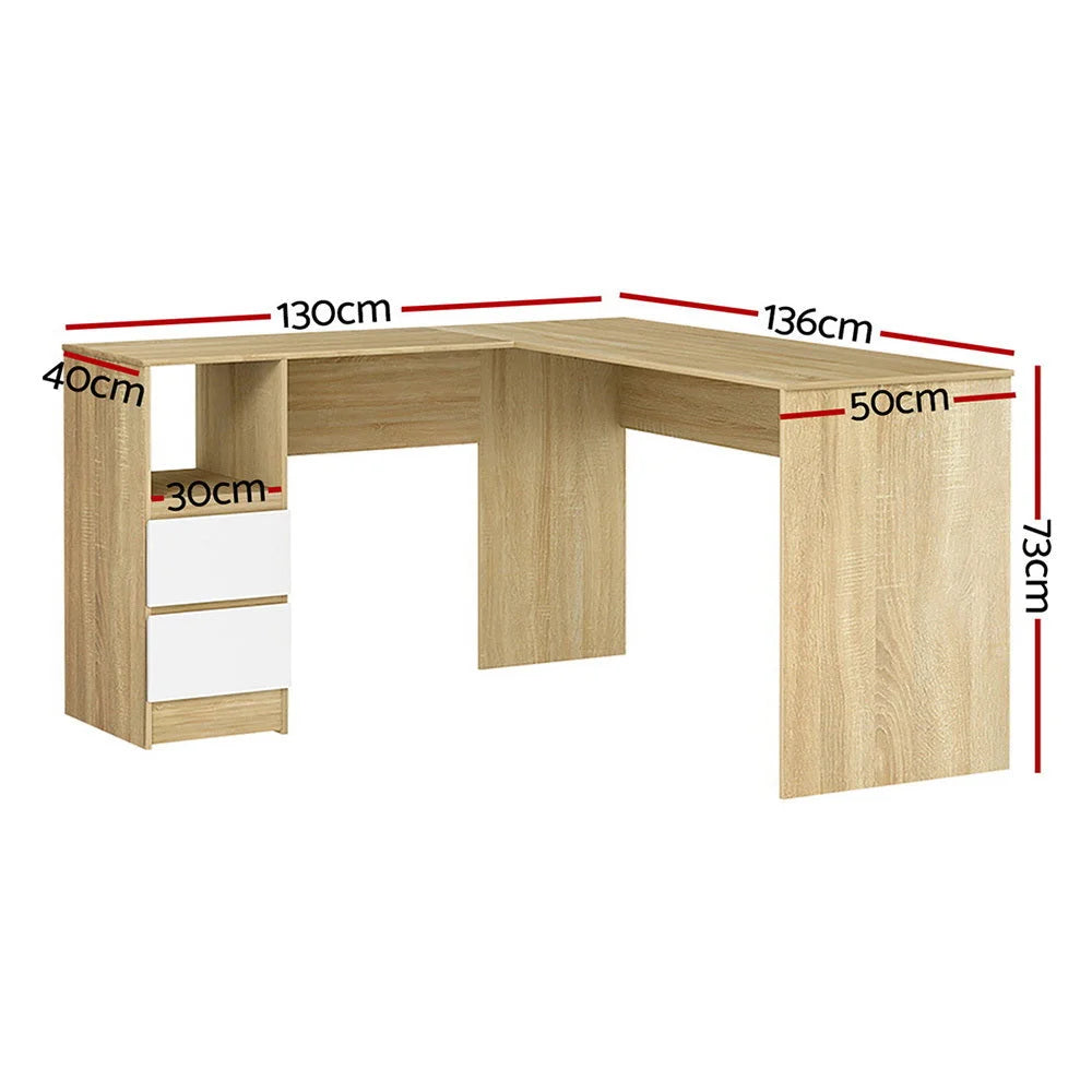 Oak 136cm desk for study or home office workspaces