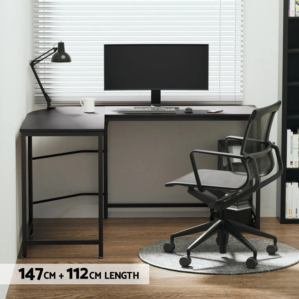 Computer Desk L Shape CPU Stand Black 147CM