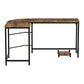 Brown 147cm home office desk with compact workstation and side shelves