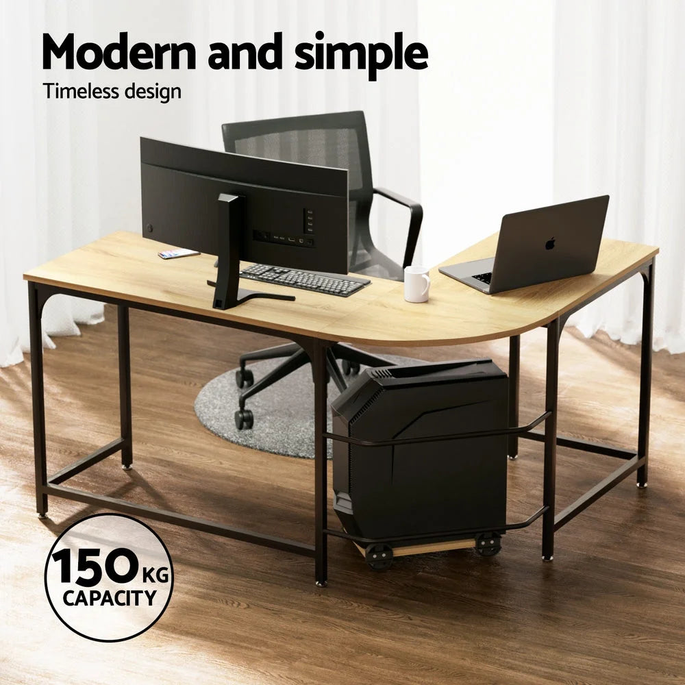 Computer Desk L-Shape CPU Stand - Oak 147CM