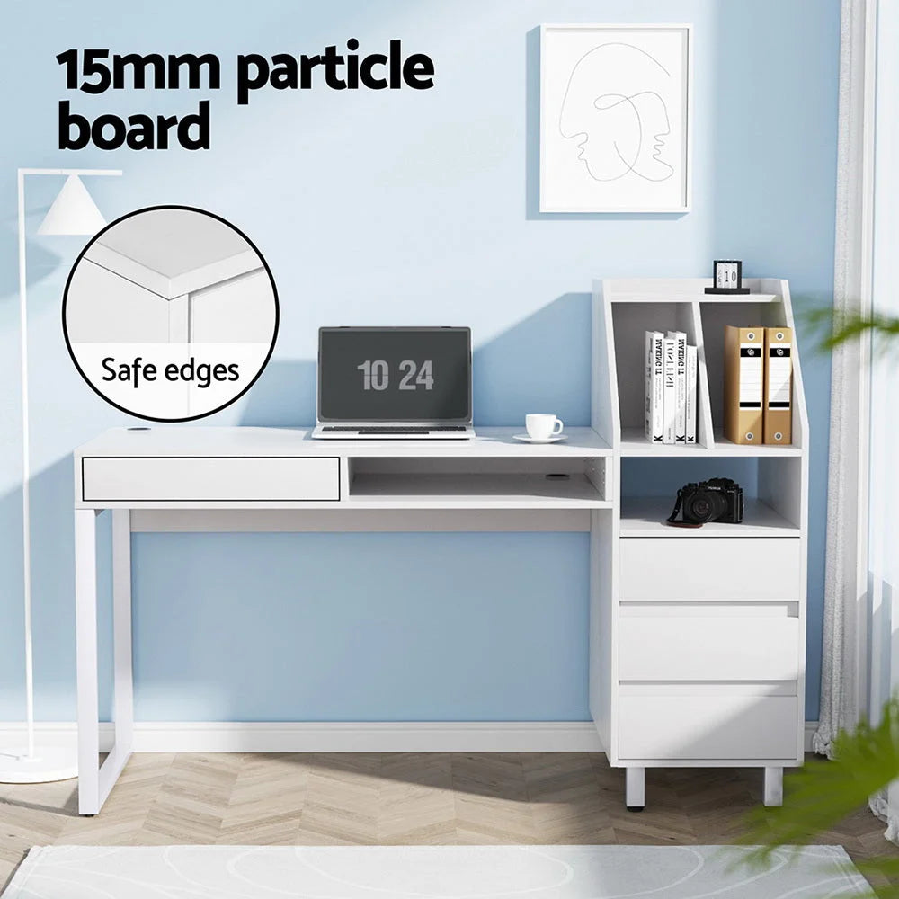 Computer Desk Office Study Table with Drawer and Bookshelf