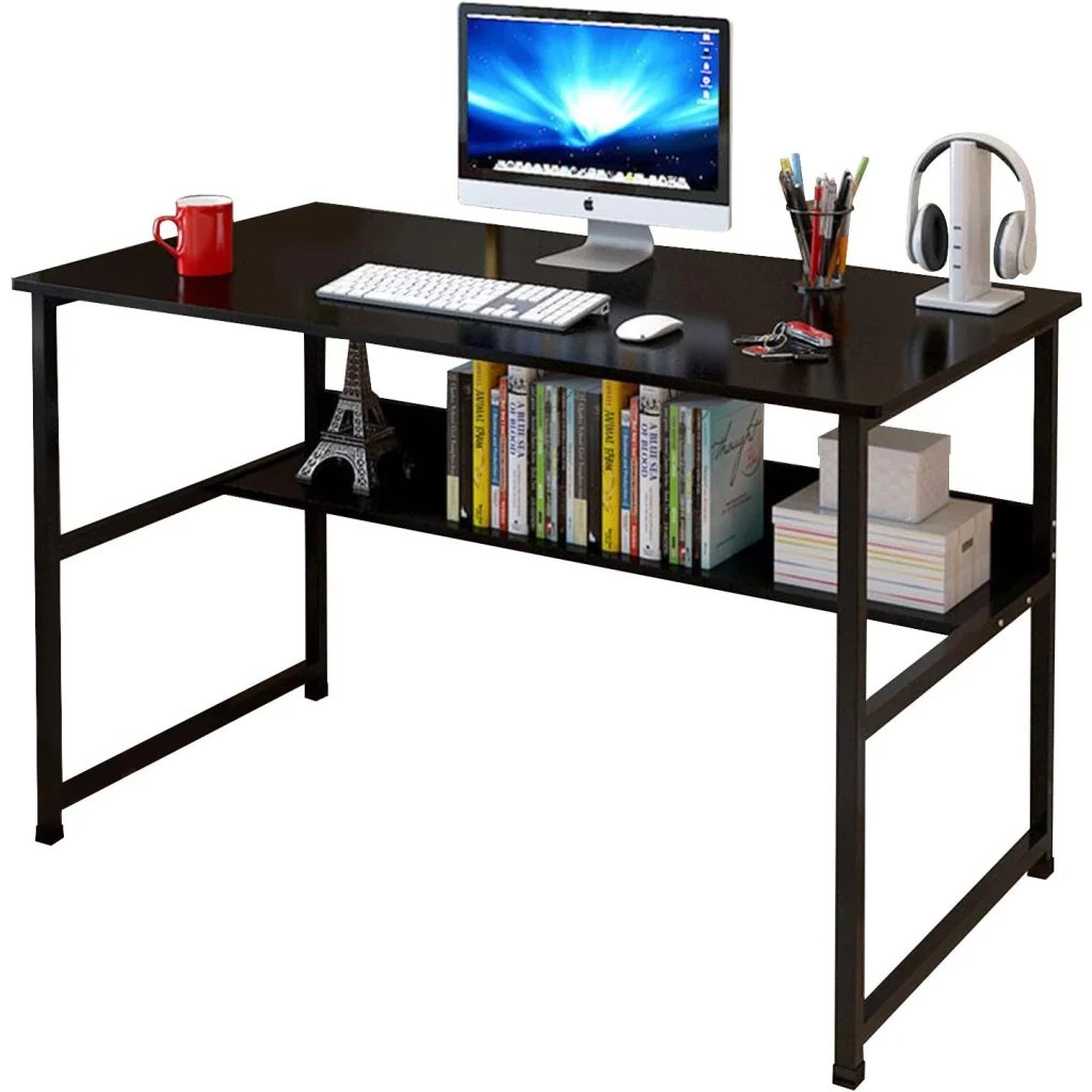 Computer Desk Table Study Table With Shelf - Black