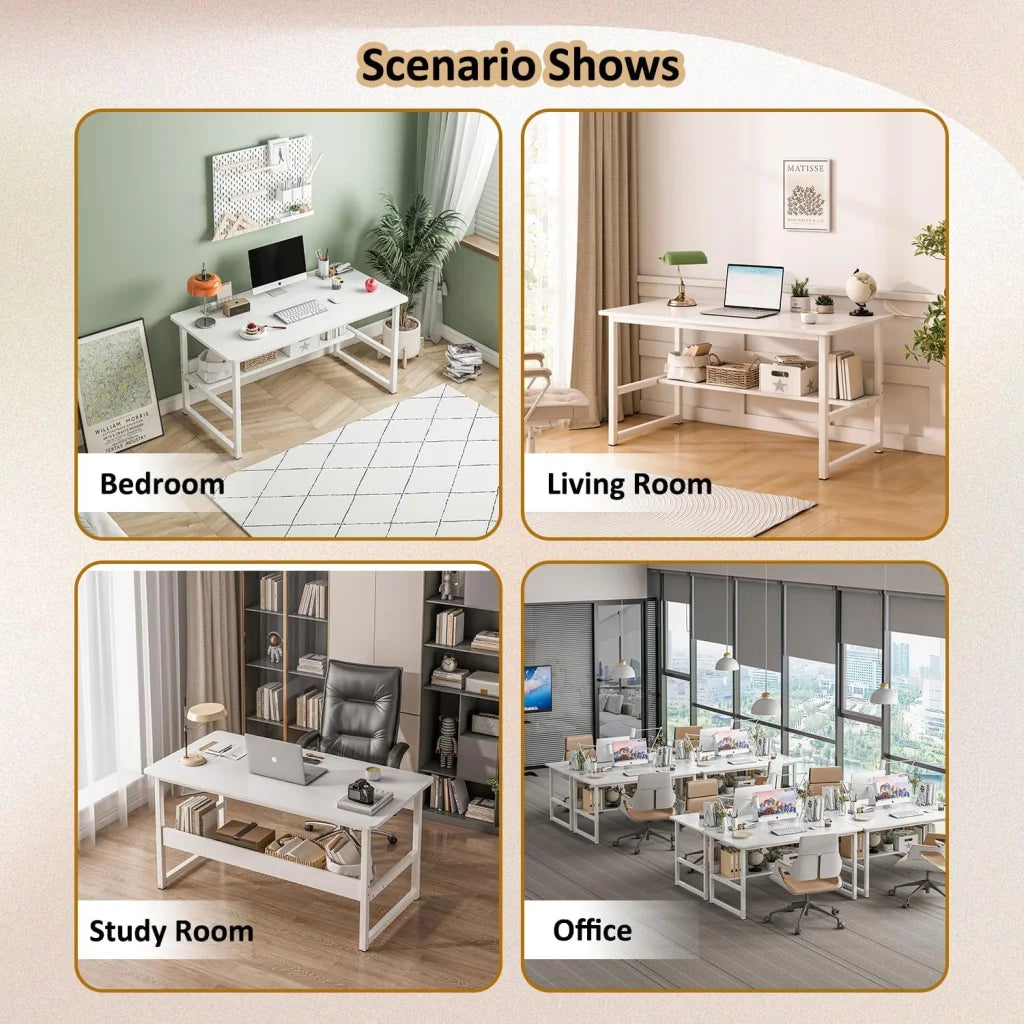 Computer Desk Table Study Table With Shelf - Black