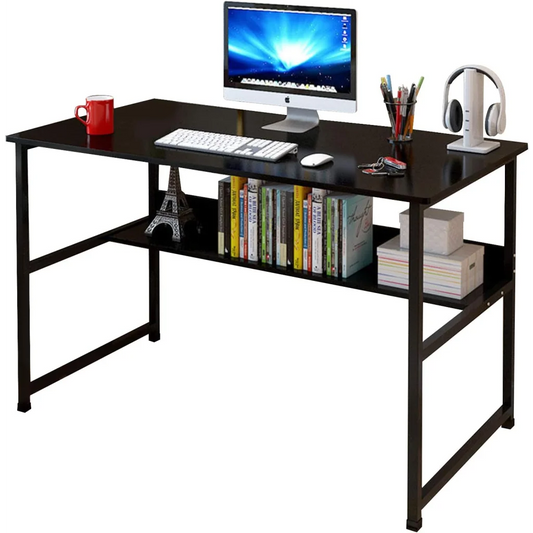 Computer Desk Table Study Table With Shelf - Black