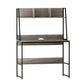 Grey 100cm home office desk with desktop shelf and metal side legs