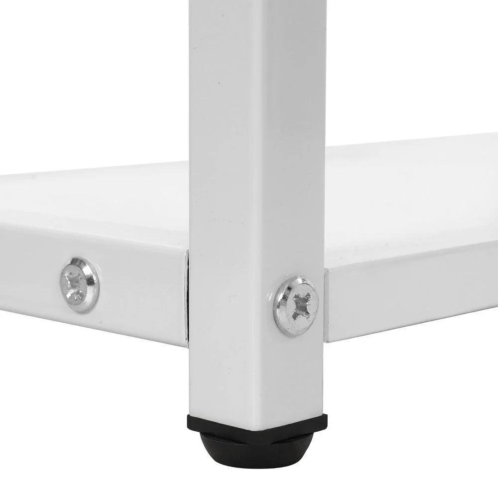 White 120cm home office desk with workstation surface and side shelves