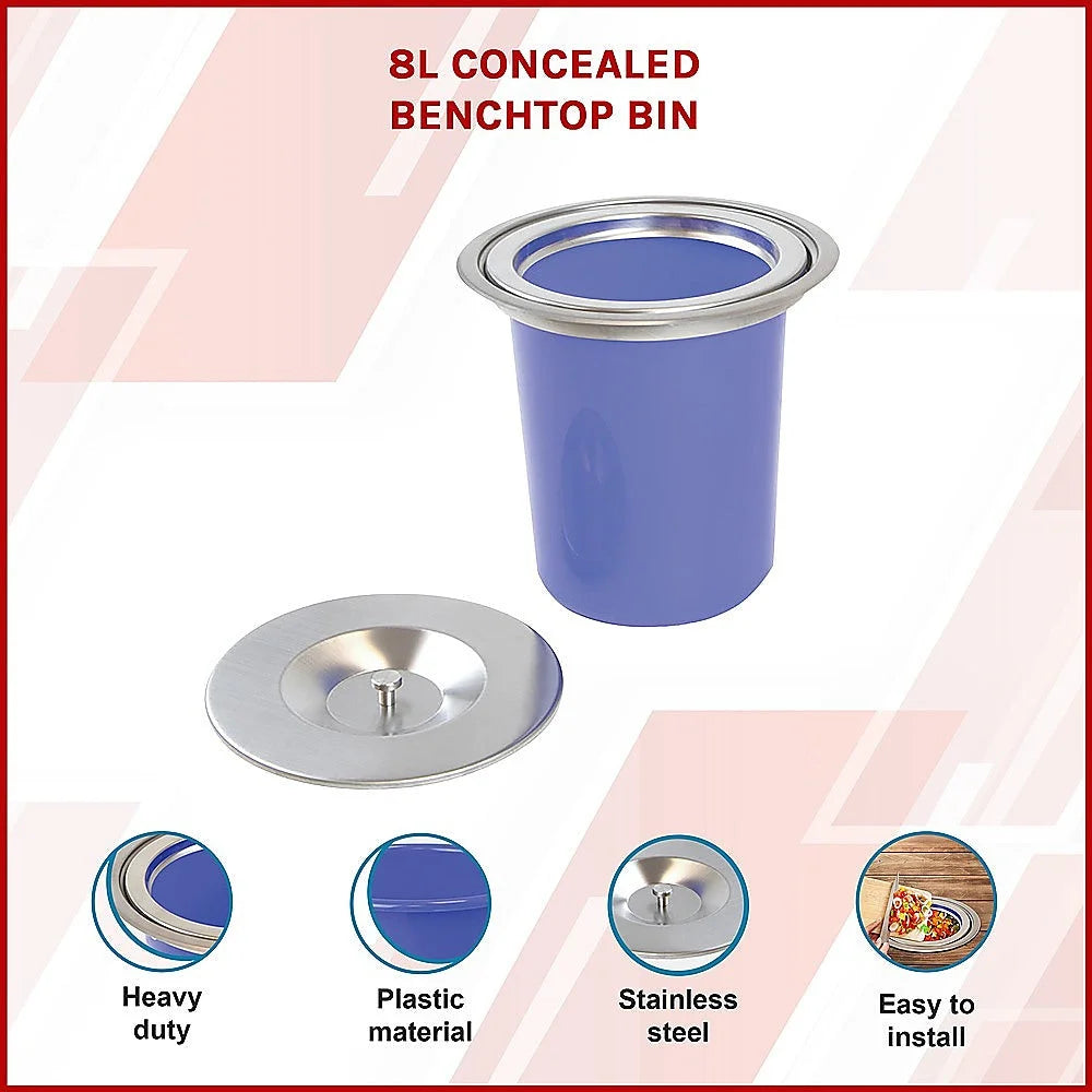Concealed Benchtop Bin - 8L - Fitness Accessories