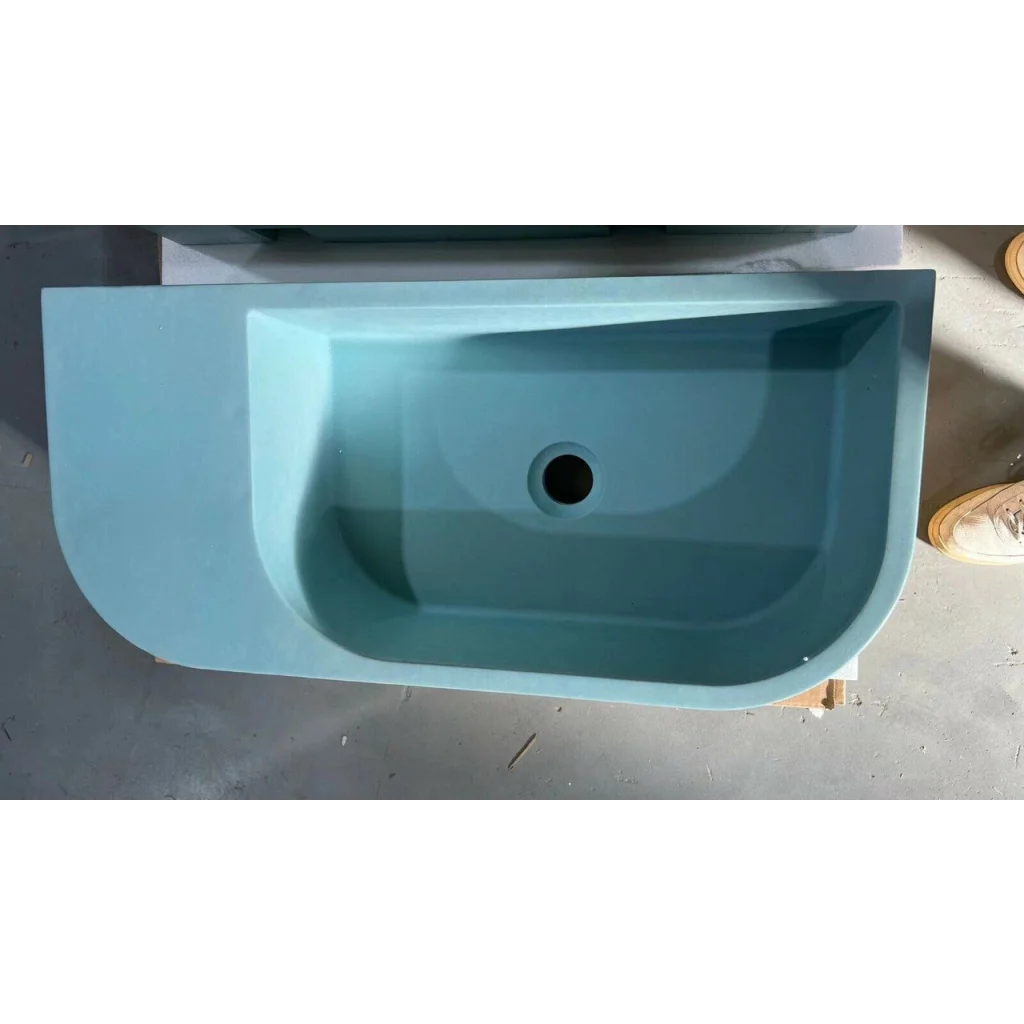 Concrete Cement Wash Basin Wall Hung Counter Top Matte Teal