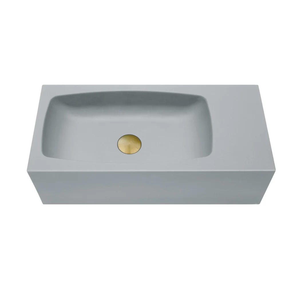 Concrete Cement Wash Basin Wall Hung Curved Matte Light