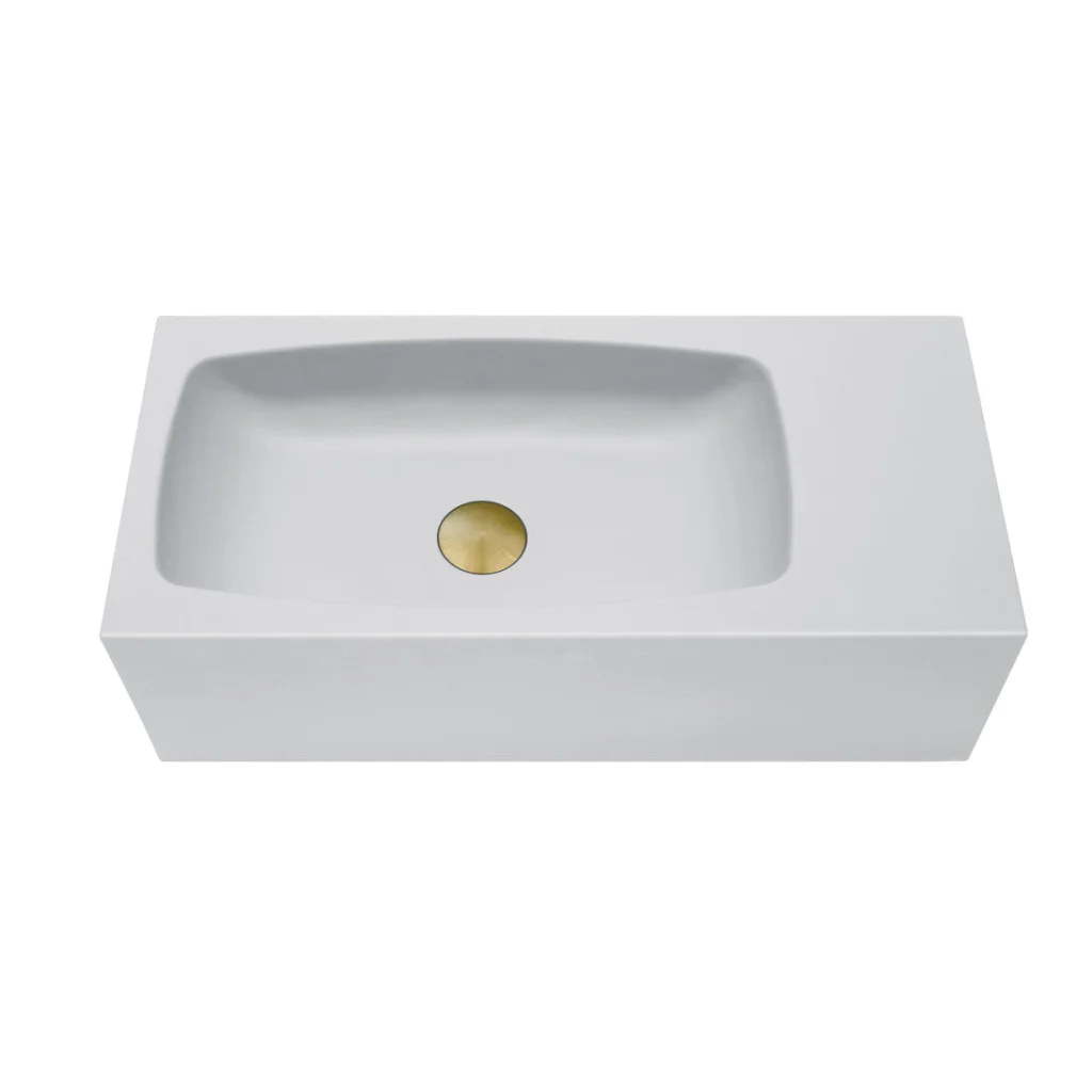 Concrete Cement Wash Basin Wall Hung Curved Matte White New