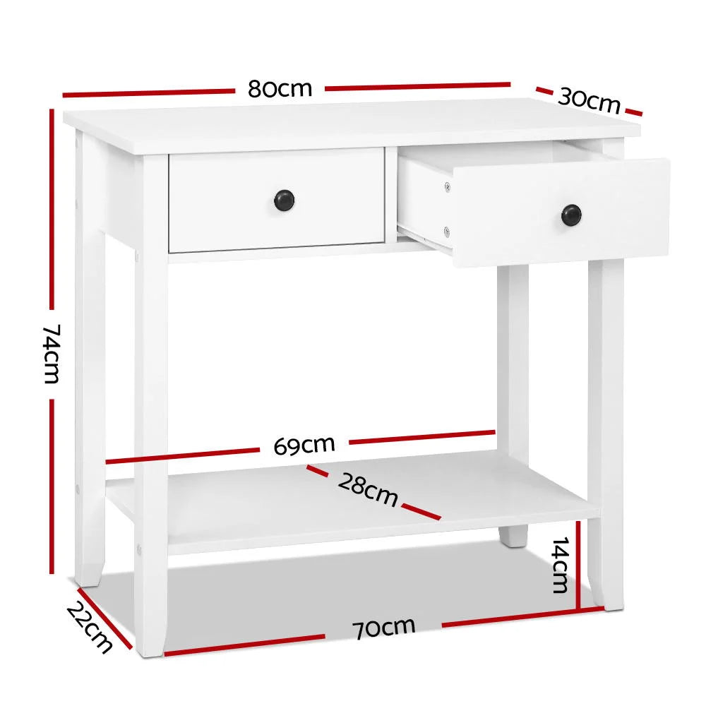 Console Table Hallway Entry for 2 Drawers White Bedroom