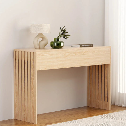 Console Table Hallway Fluted 120CM - Pine - Furniture