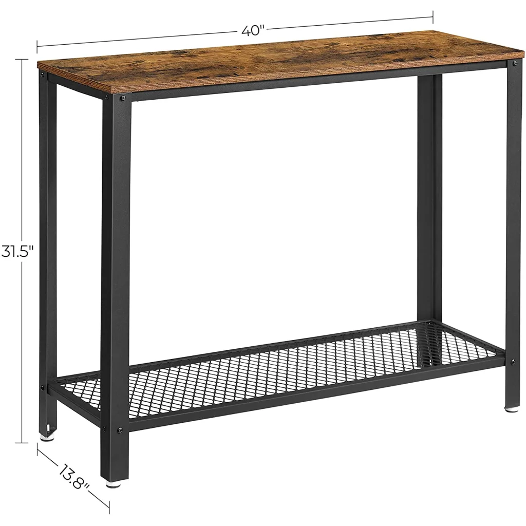 Console Table Metal Frame Rustic Brown