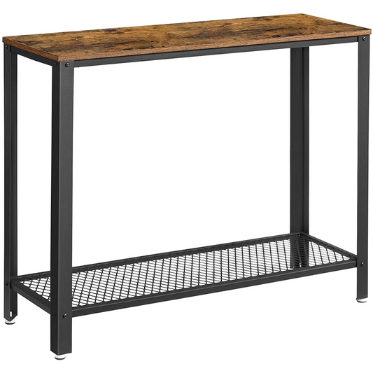 Console Table Metal Frame Rustic Brown