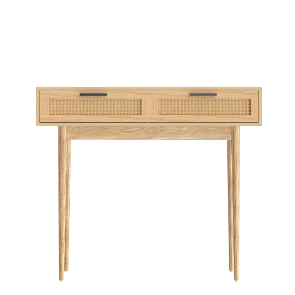 Console Table Rattan with Drawer Storage Hallway Table