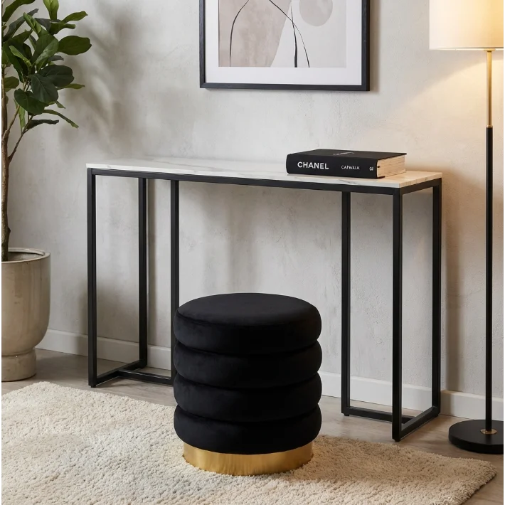 Console Table Stone Marble - Marble & Black - Furniture