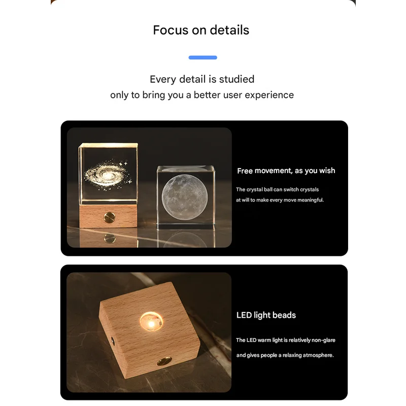 Constellation Luminous 3D Crystal Cube Night Light - Laser