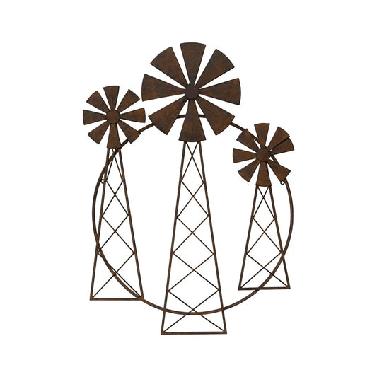 Contemporary 3 Windmill Wall Art 81cm - Home & Garden >