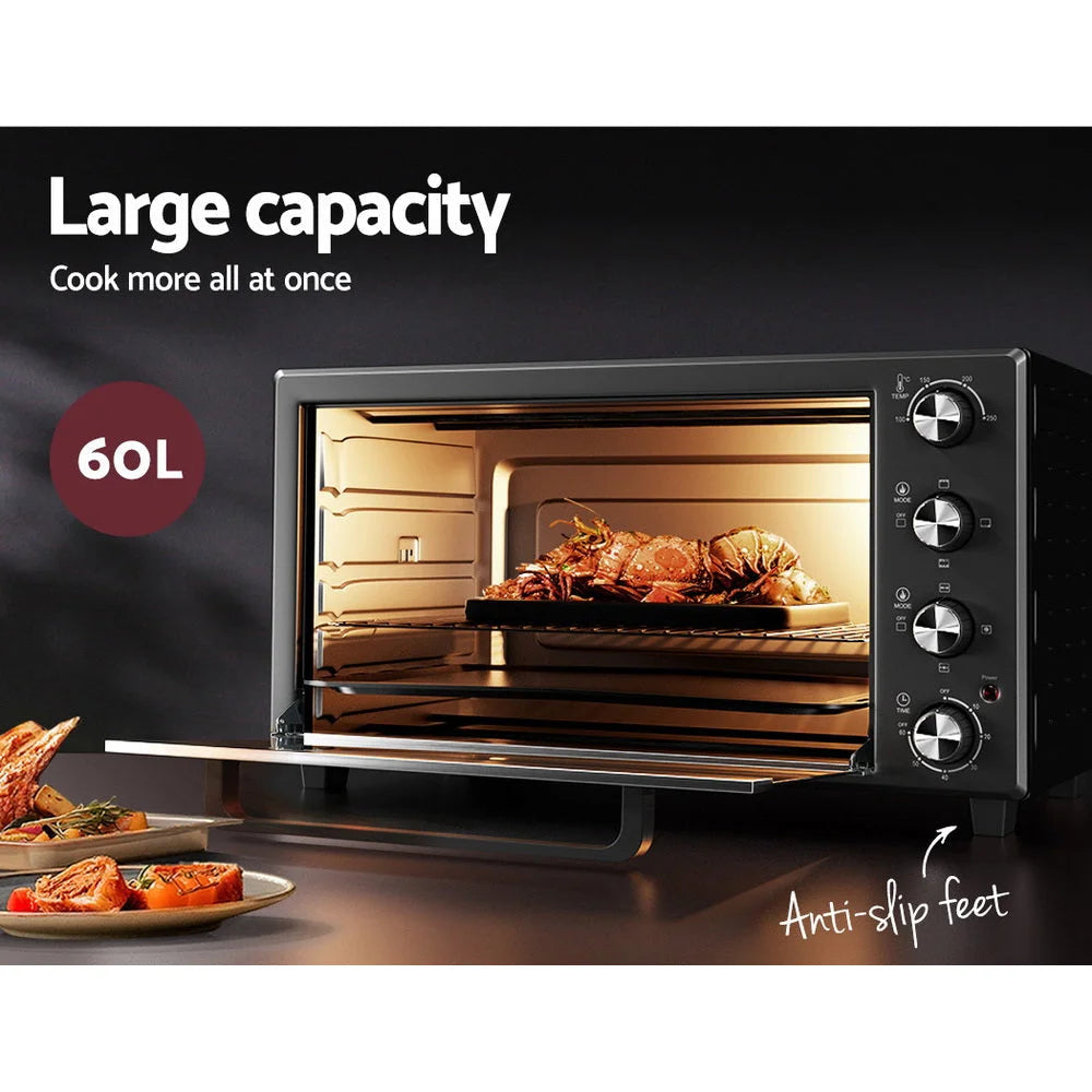 Convection Oven Bake Benchtop Rotisserie Grill 60L