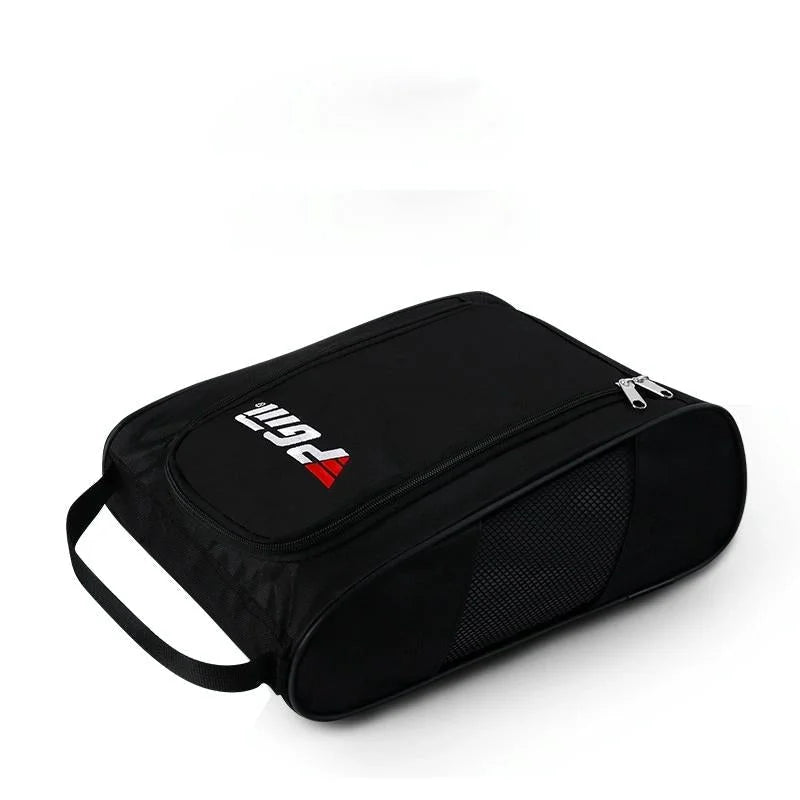 Convenient Breathable Golf Shoe Bag - Durable Nylon - Black