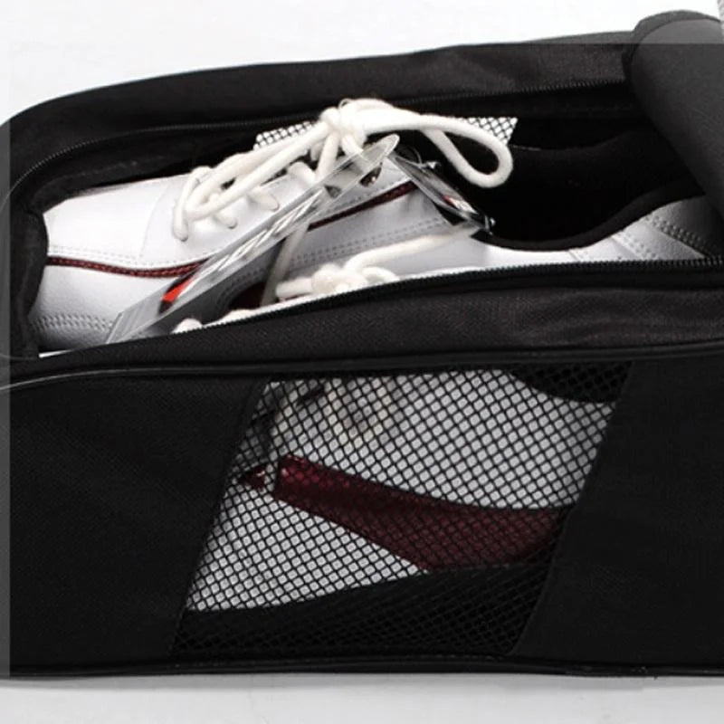 Convenient Breathable Golf Shoe Bag - Durable Nylon - Black