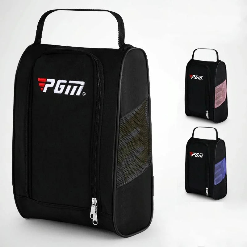 Convenient Breathable Golf Shoe Bag - Durable Nylon - Black