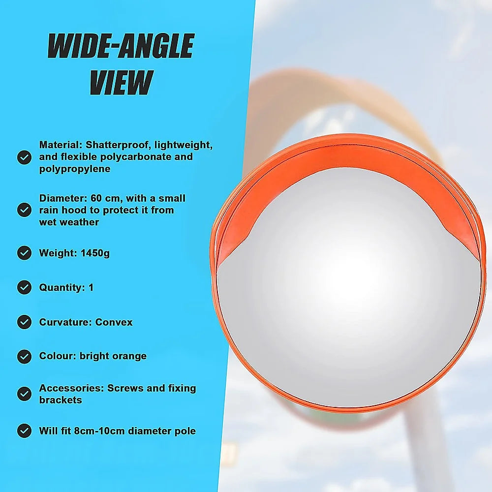 Convex Mirror 60cm Round Blind Spot Safety Traffic Driveway