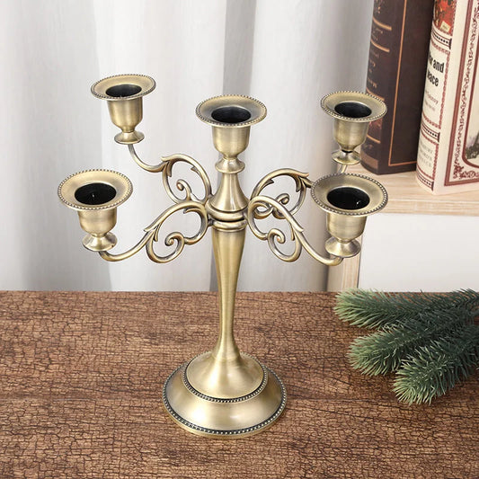 Copper Elegant Metal Candelabra 5 Arm Candle Holder