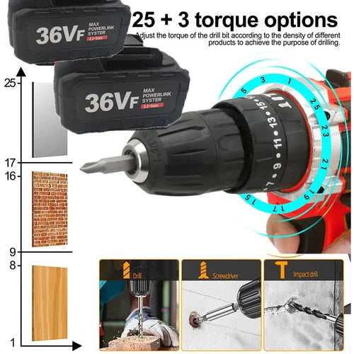 Cordless Drill Heavy Duty Impact Driver Kit Brushless
