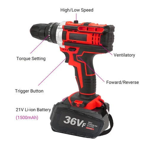 Cordless Drill Heavy Duty Impact Driver Kit Brushless
