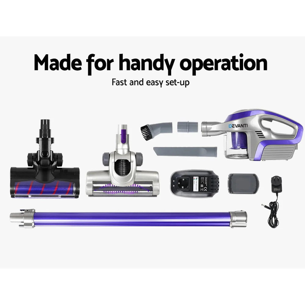 Cordless Handstick Vacuum Cleaner 150W - Purple & Grey