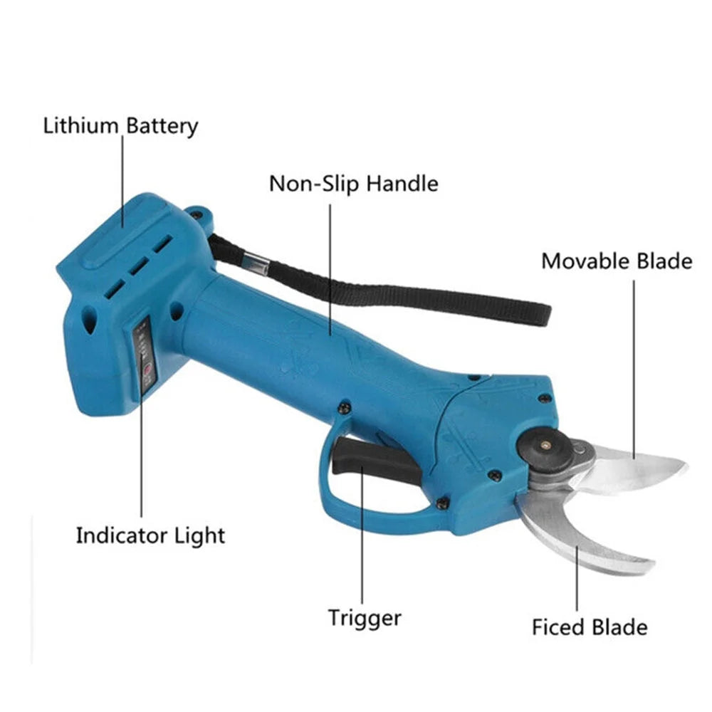 Cordless pruning shears with tabletop context and item shape
