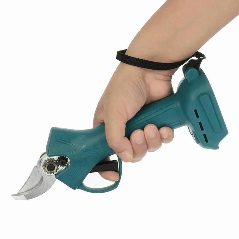 Cordless pruning shears with storage context and item proportions