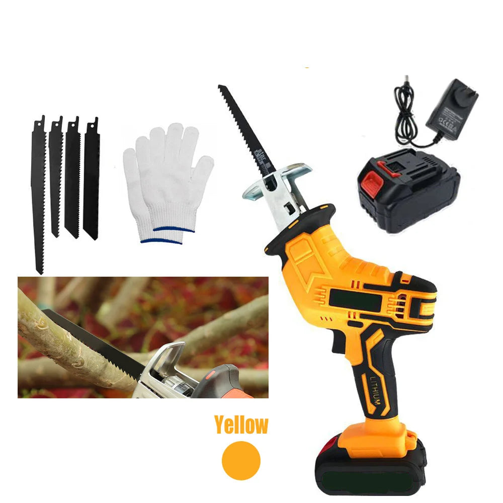 Cordless Reciprocating Saw Cutter Yellow w+ Blades